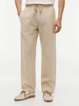 Pantalon ample en mélange coton-lin