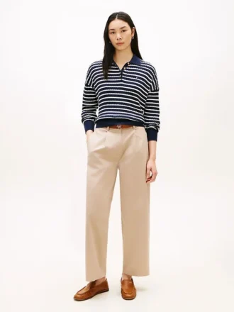 Pantalon chino à plis en sergé