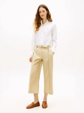 Pantalon chino à taille haute et jambes larges