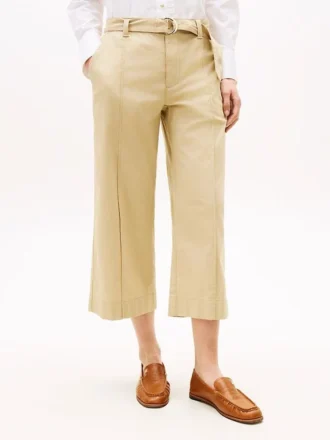 Pantalon chino à taille haute et jambes larges