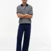 Pantalon chino utilitaire en mélange coton-lin