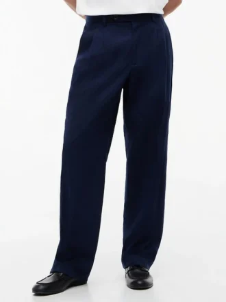 Pantalon décontracté en seersucker léger mélangé laine