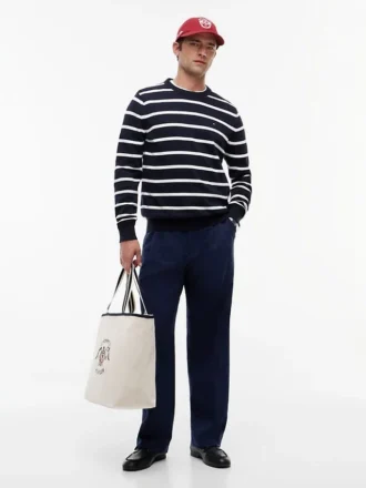Pantalon décontracté en seersucker léger mélangé laine
