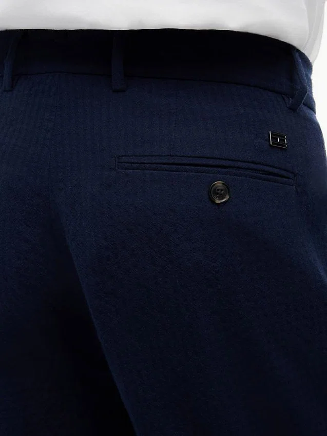 Pantalon décontracté en seersucker léger mélangé laine Pantalon décontracté en seersucker léger mélangé laine
