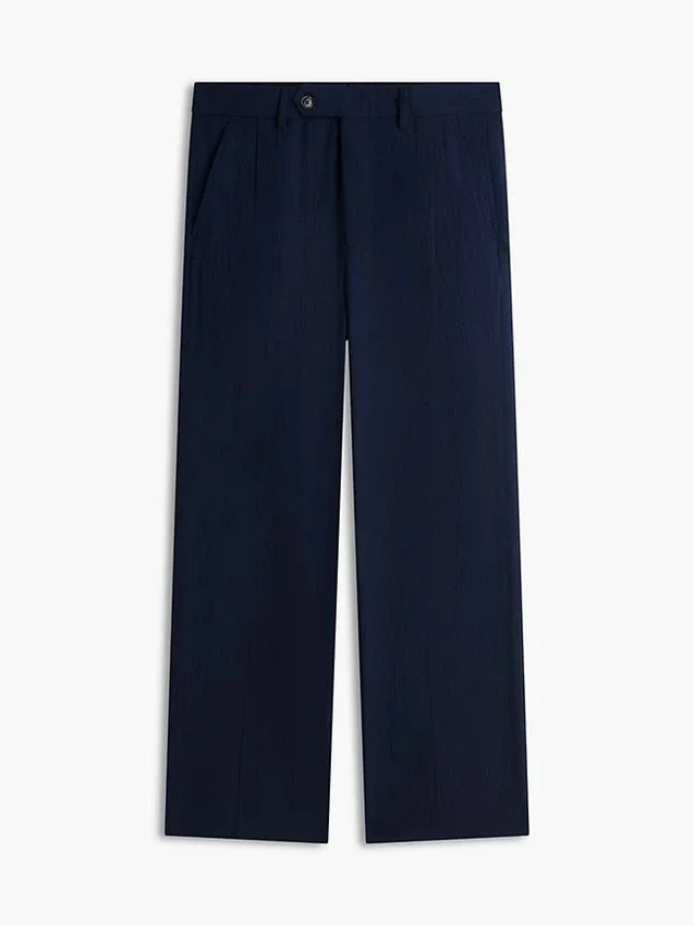 Pantalon décontracté en seersucker léger mélangé laine Pantalon décontracté en seersucker léger mélangé laine