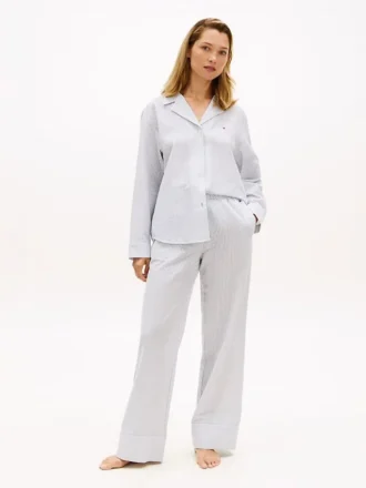Pantalon de pyjama en seersucker rayé