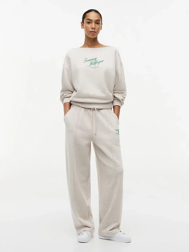 Pantalon de survêtement en tissu éponge à logo script décontracté Pantalon de survêtement en tissu éponge à logo script décontracté