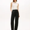 Pantalon droit ajusté en mélange de lin
