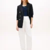Pantalon droit ajusté en mélange de lin
