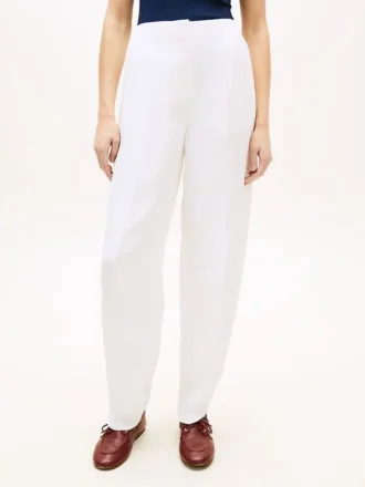 Pantalon droit ajusté en mélange de lin