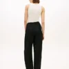 Pantalon droit ajusté en mélange de lin