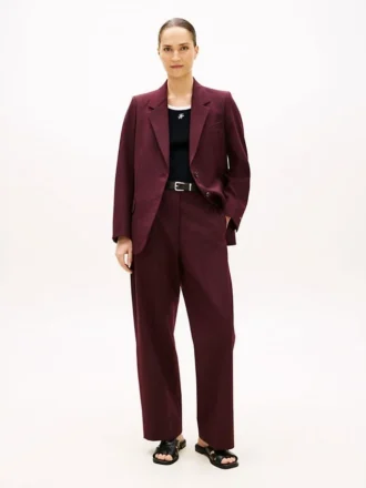 Pantalon droit ample en laine mélangée