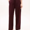 Pantalon droit ample en laine mélangée