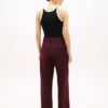 Pantalon droit ample en laine mélangée