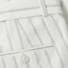 Pantalon en coton et lin rayé avec ceinture