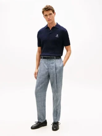 Pantalon en lin à carreaux Glen Plaid New York Label Pantalon en lin à carreaux Glen Plaid New York Label