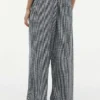 Pantalon à enfiler en lin mélangé à carreaux vichy Pantalon à enfiler en lin mélangé à carreaux vichy