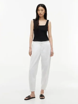 Pantalon à enfiler en mélange lin-coton