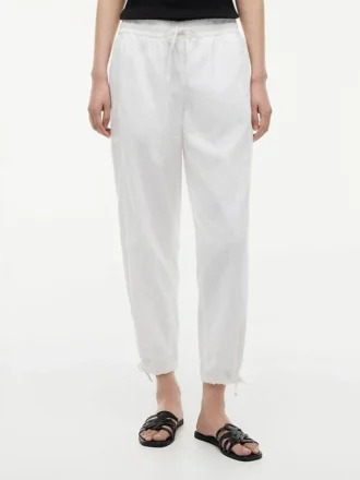 Pantalon à enfiler en mélange lin-coton