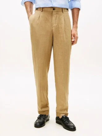Pantalon fuselé en lin teint en pièce Pantalon fuselé en lin teint en pièce