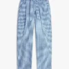 Pantalon fuselé en seersucker vichy avec ceinture Pantalon fuselé en seersucker vichy avec ceinture