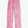 Pantalon fuselé en seersucker vichy avec ceinture Pantalon fuselé en seersucker vichy avec ceinture