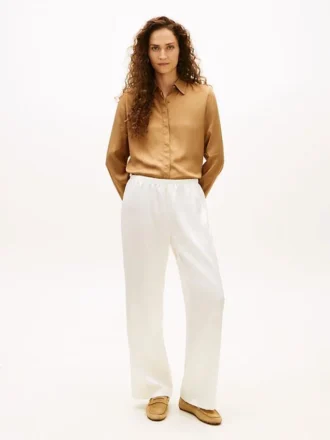 Pantalon large en satin stretch à enfiler