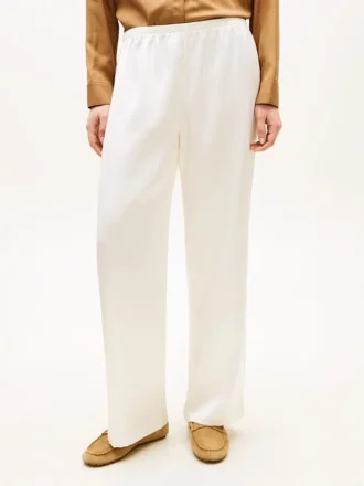 Pantalon large en satin stretch à enfiler