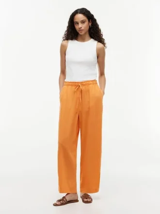 Pantalon léger en lin mélangé à enfiler Pantalon léger en lin mélangé à enfiler