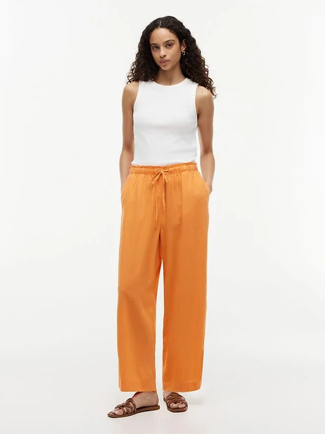 Pantalon léger en lin mélangé à enfiler Pantalon léger en lin mélangé à enfiler