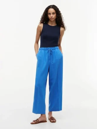 Pantalon léger en lin mélangé à enfiler