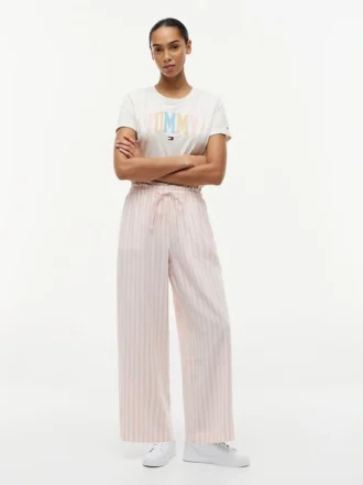 Pantalon léger en lin mélangé à enfiler