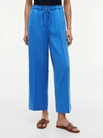 Pantalon léger en lin mélangé à enfiler