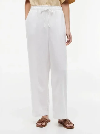 Pantalon léger en lin mélangé à enfiler