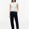 Pantalon sans fermeture en lin et coton