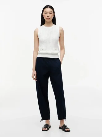 Pantalon sans fermeture en lin et coton