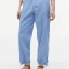 Pantalon sans fermeture en lin et coton