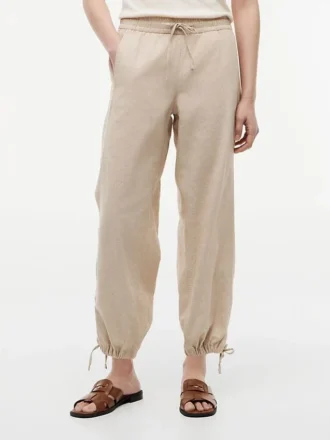 Pantalon sans fermeture en lin et coton