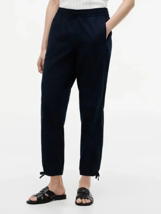 Pantalon sans fermeture en lin et coton