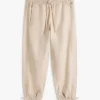 Pantalon sans fermeture en lin et coton