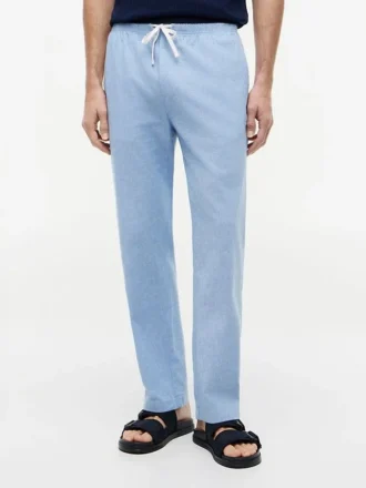 Pantalon sans fermeture à l’entrejambe en mélange coton-lin Pantalon sans fermeture à l’entrejambe en mélange coton-lin
