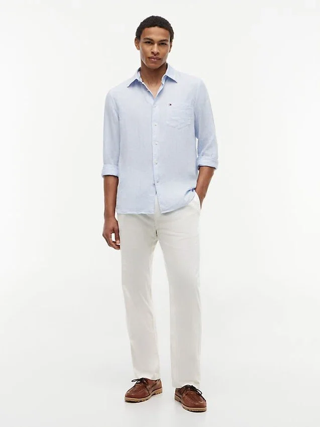 Pantalon sans fermeture à l’entrejambe en mélange coton-lin Pantalon sans fermeture à l’entrejambe en mélange coton-lin