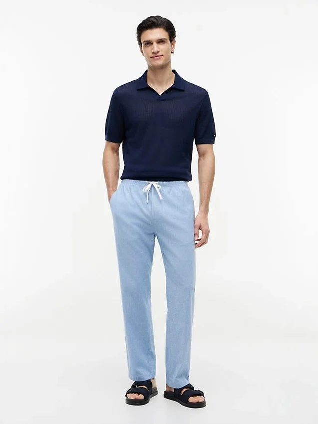 Pantalon sans fermeture à l’entrejambe en mélange coton-lin Pantalon sans fermeture à l’entrejambe en mélange coton-lin