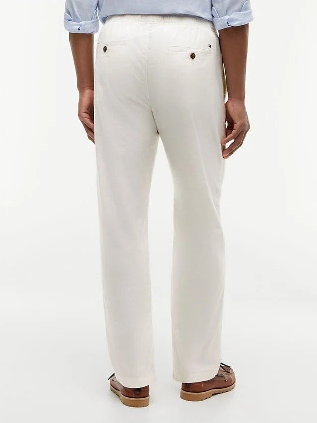 Pantalon sans fermeture à l’entrejambe en mélange coton-lin Pantalon sans fermeture à l’entrejambe en mélange coton-lin