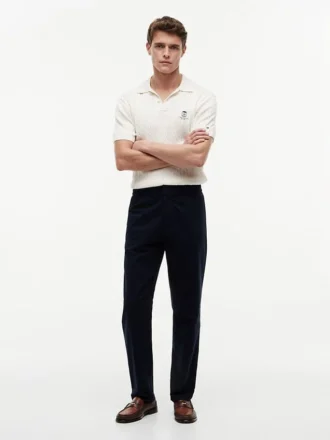 Pantalon à taille élastique en dobby