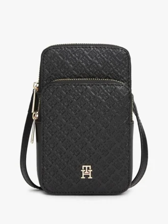 Pochette de téléphone à bandoulière avec monogramme sur toute la surface