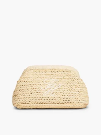 Pochette en raphia avec monogramme