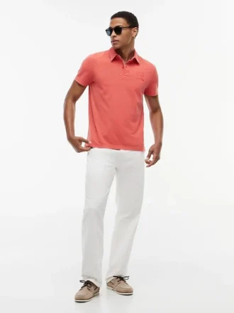 Polo Crest teint en pièce, coupe classique Polo Crest teint en pièce, coupe classique