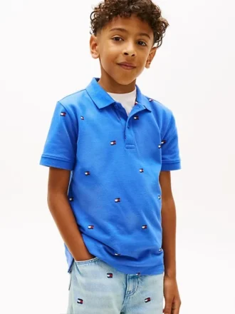 Polo pour enfant à imprimé drapeau sur toute la surface Polo pour enfant à imprimé drapeau sur toute la surface