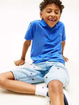 Polo pour enfant à imprimé drapeau sur toute la surface Polo pour enfant à imprimé drapeau sur toute la surface